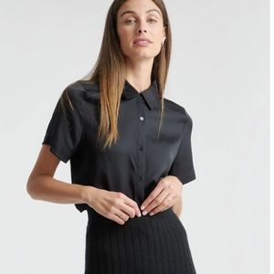 Washable Stretch Silk Short Sleeve Blouse